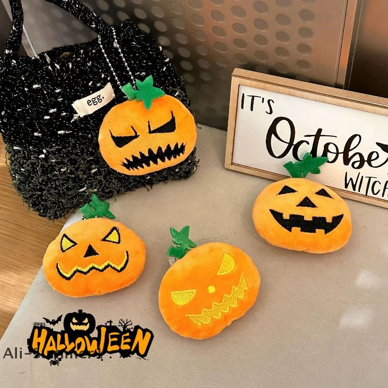 【E】かわいい漫画風ハロウィン小さなカボチャのぬいぐるみキーホルダー、バッグペンダント、キーリング、素敵な装飾アクセサリー、お祭りギフト