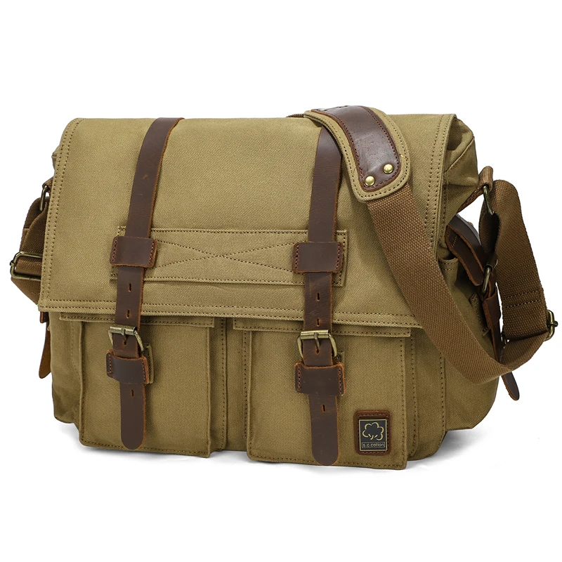 Vintage Military Leather Canvas Laptop Bag I AM LEGEND Will Smith Crossbody Shoulder Bag Men Messenger Bags