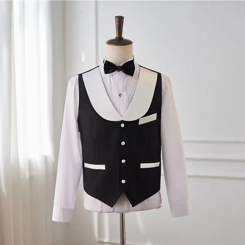 

O456White elegant autumn and winter groom host men's performance clothing wedding