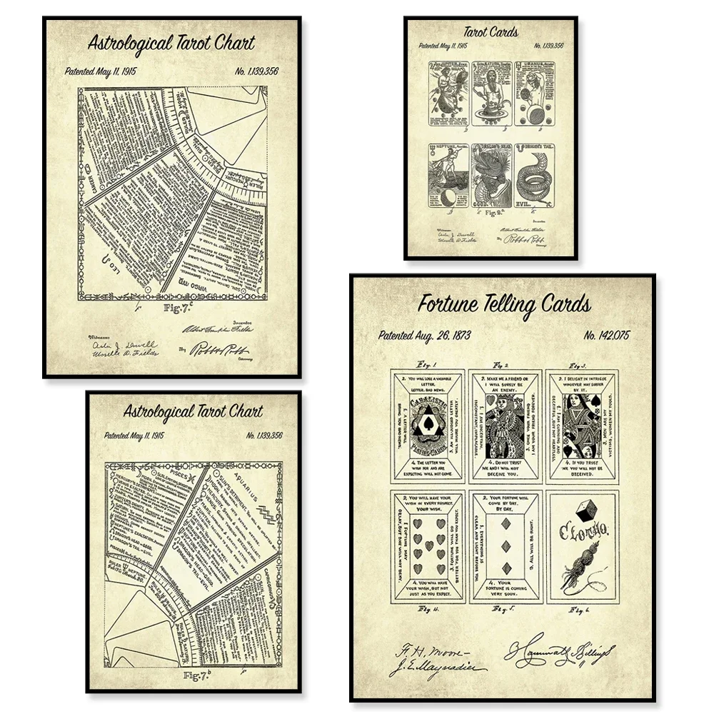 1915 Tarot Patent Print - 1910 Patent Drawing - Spiritual Decoration - Tarot Card Reader Gift - Antique Mystery Poster