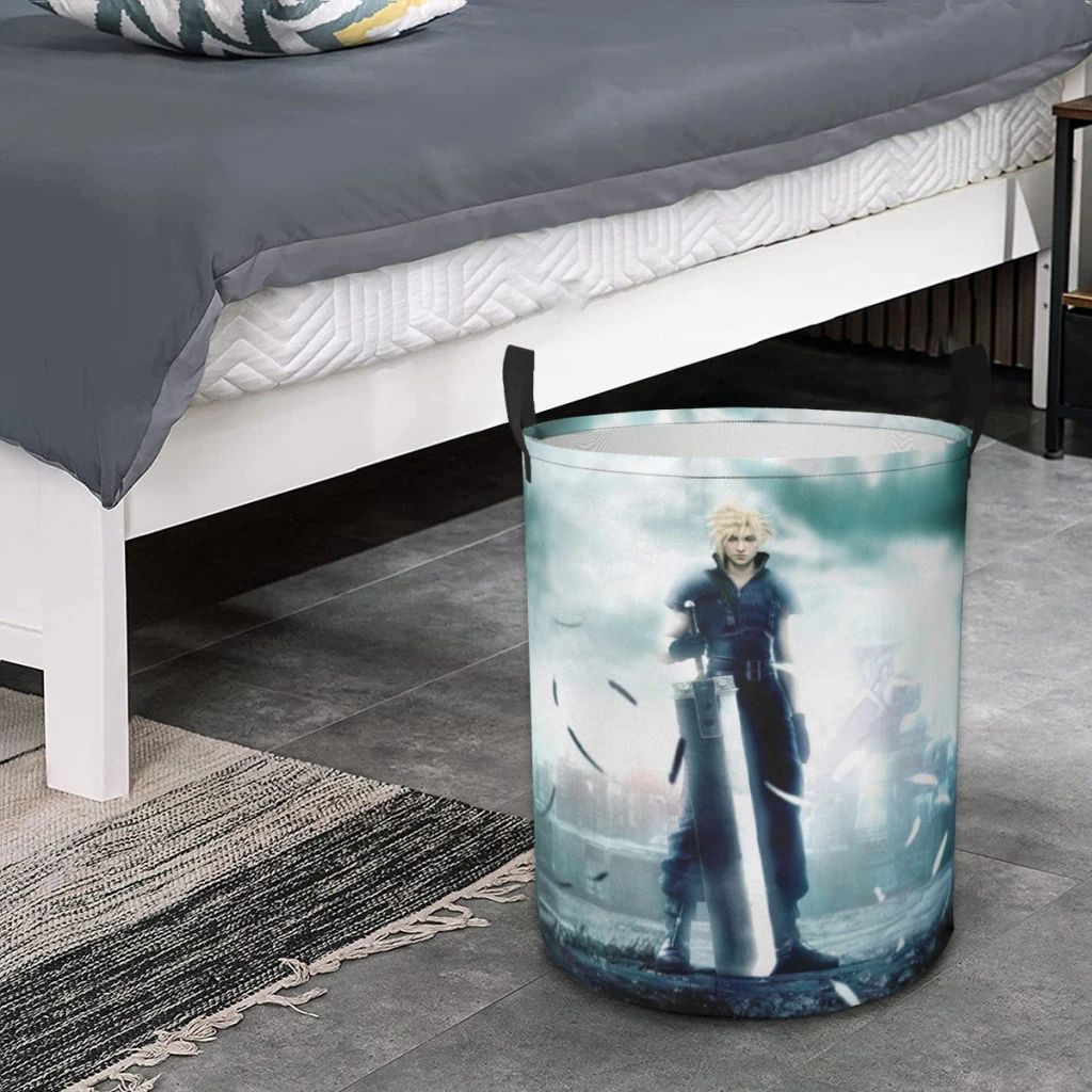 Final Fantasy VII Game Dirty Laundry Basket Clothes Organizer Foldable Storage Bucket Bathroom Waterproof Clothing Storage