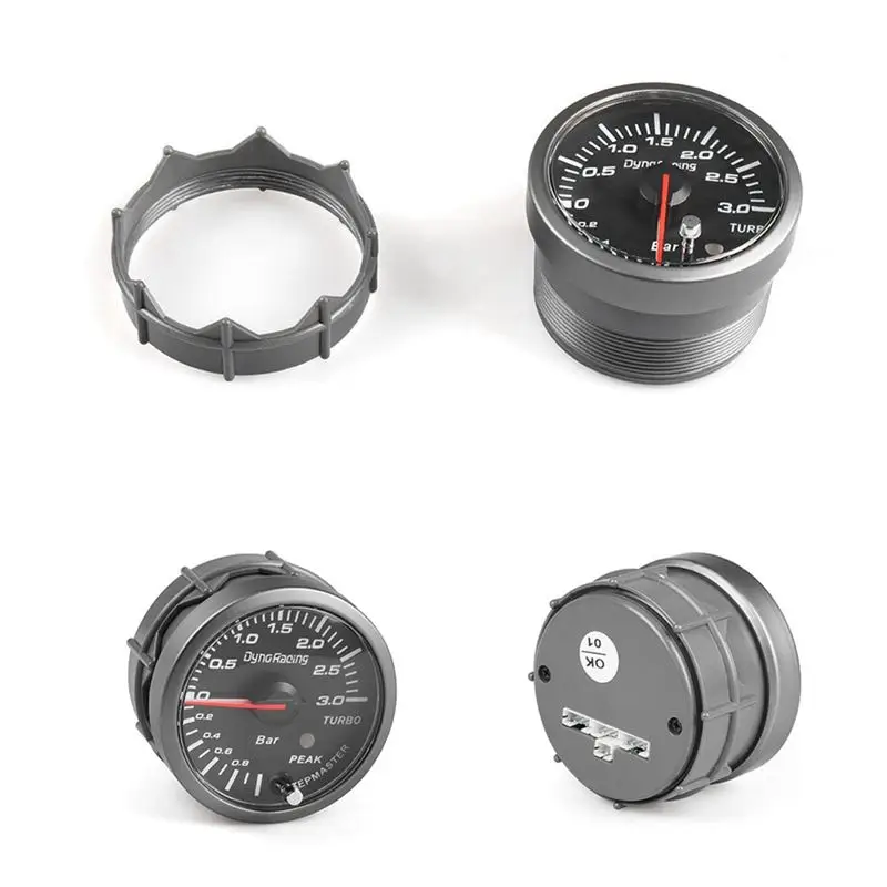 CYL-Dyno Racing 2.5 Inch 60mm Car Turbo Boost Gauge 3 BAR White&Amber Dual Led Display with Peak Warning Car Gauge Car Meter