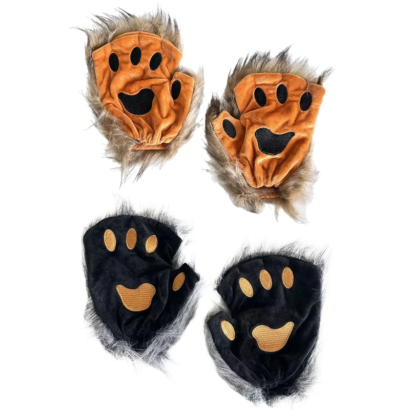 Guantes con forma de pata de gato y oso Kawaii, manoplas sin dedos para Cosplay, guantes para fiesta de Halloween, accesorios para disfraces, regalos, 1 par