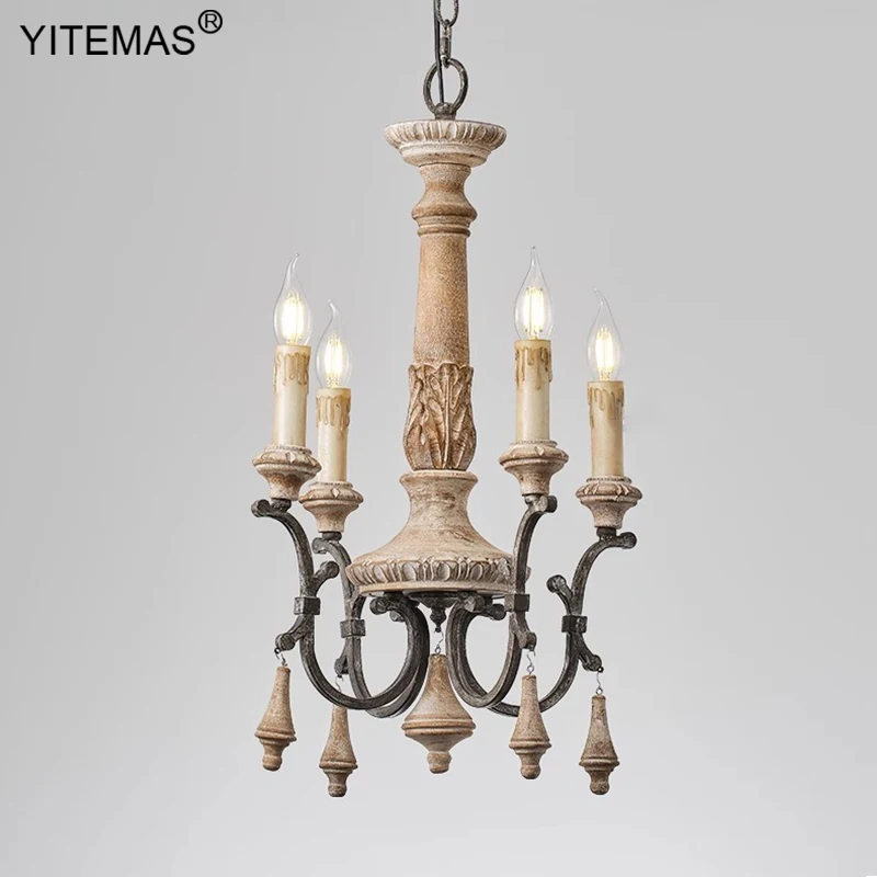 estilo vintage retro candelabro de madeira sala de estar foyer lampada de jantar entrada francesa quarto luzes luzes entrada 01