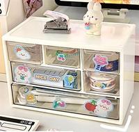 Large Desktop Cosmetic Storage Box Organizer Drawer Office Storage Rack Stationery Desk Pen Holder White Pink Drawer Organizer