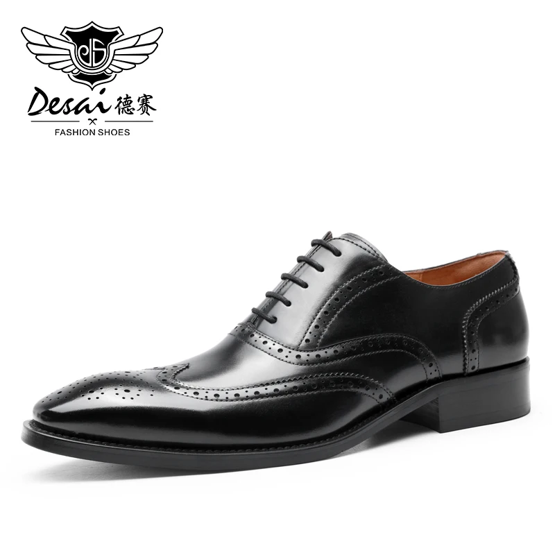 

Desai Block Men's Shoes With Elevated Height Inside Business Dress Leather Shoes Men's Pointed Carved British Groom Shoe