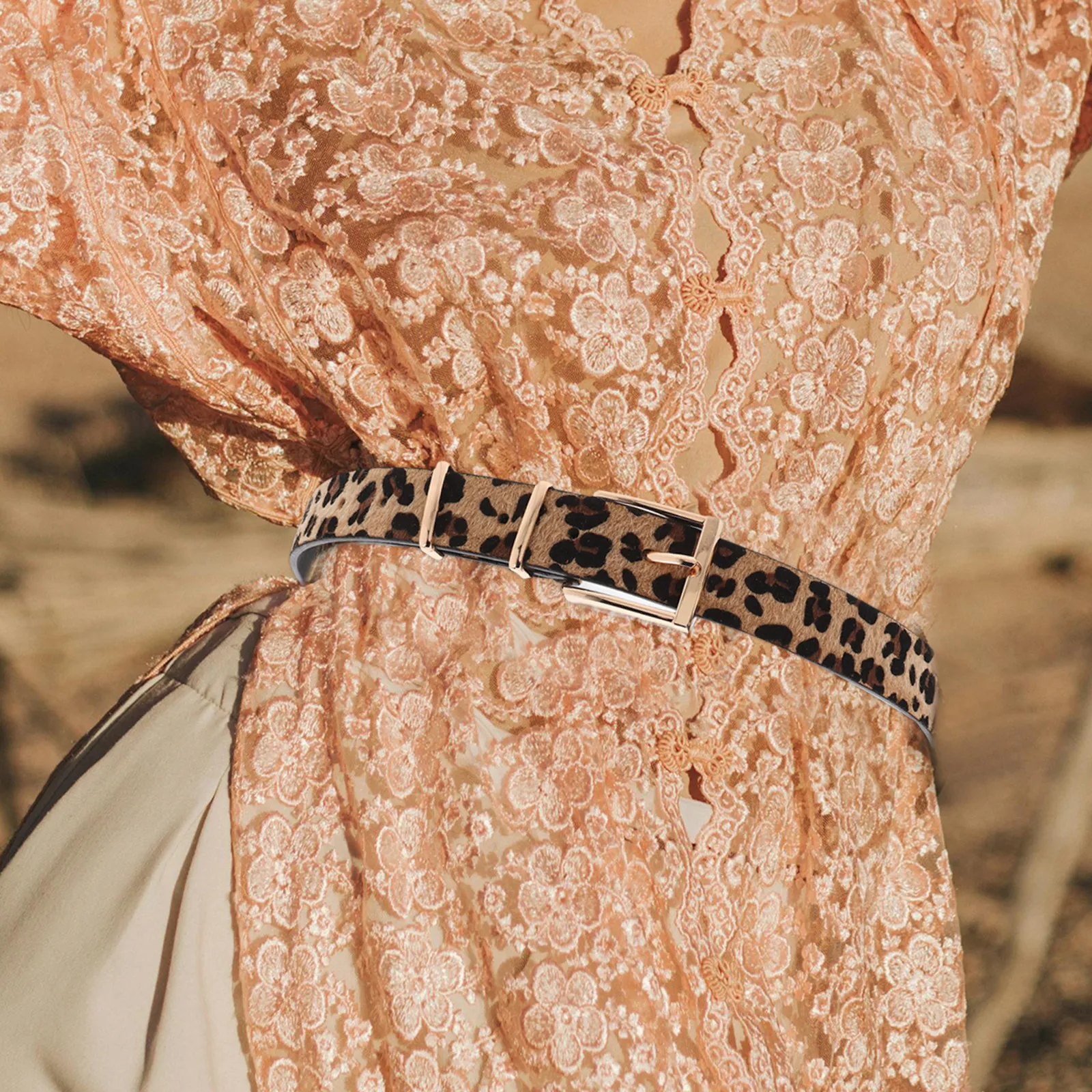 

Women's Fashion Leopard Print Belt Yellow 105Cm Adjustable Waist Belt Versatile Styling for Dresses Trousers Skirts