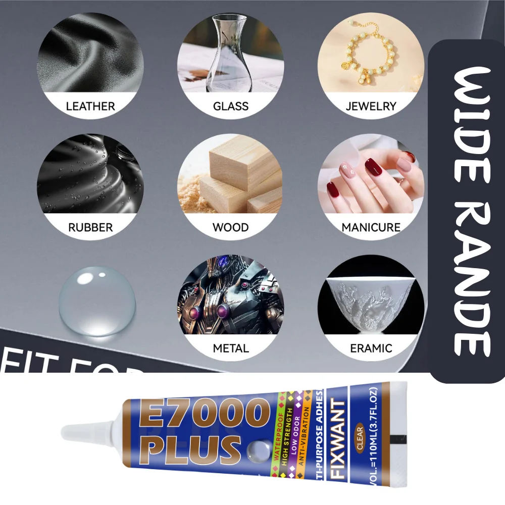 Transparent E7000 PLUS Glue Strong Adhesive for Jewelry Making Fabric PU Leather Rhinestones Beads Crystals (Multi-Purpose)