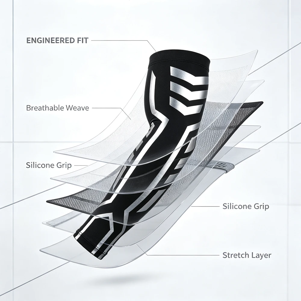 LAOZHAO 1PCCycling Running Basketball Sun Sleeves UV Protection Compression Arm Sleeves Breathable for Men Women Outdoor Sports