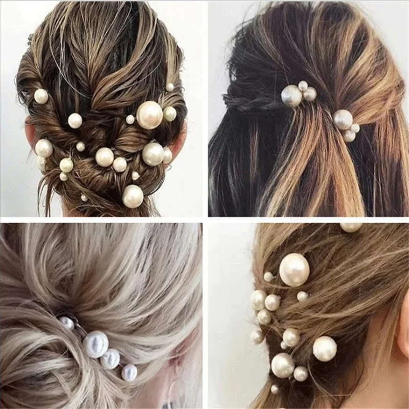 20 stücke Frauen U-förmigen Pin Metall Haarspange Haar Clip Haarnadeln Simulierte Perle Braut Tiara Haar Zubehör Hochzeit Frisur werkzeuge