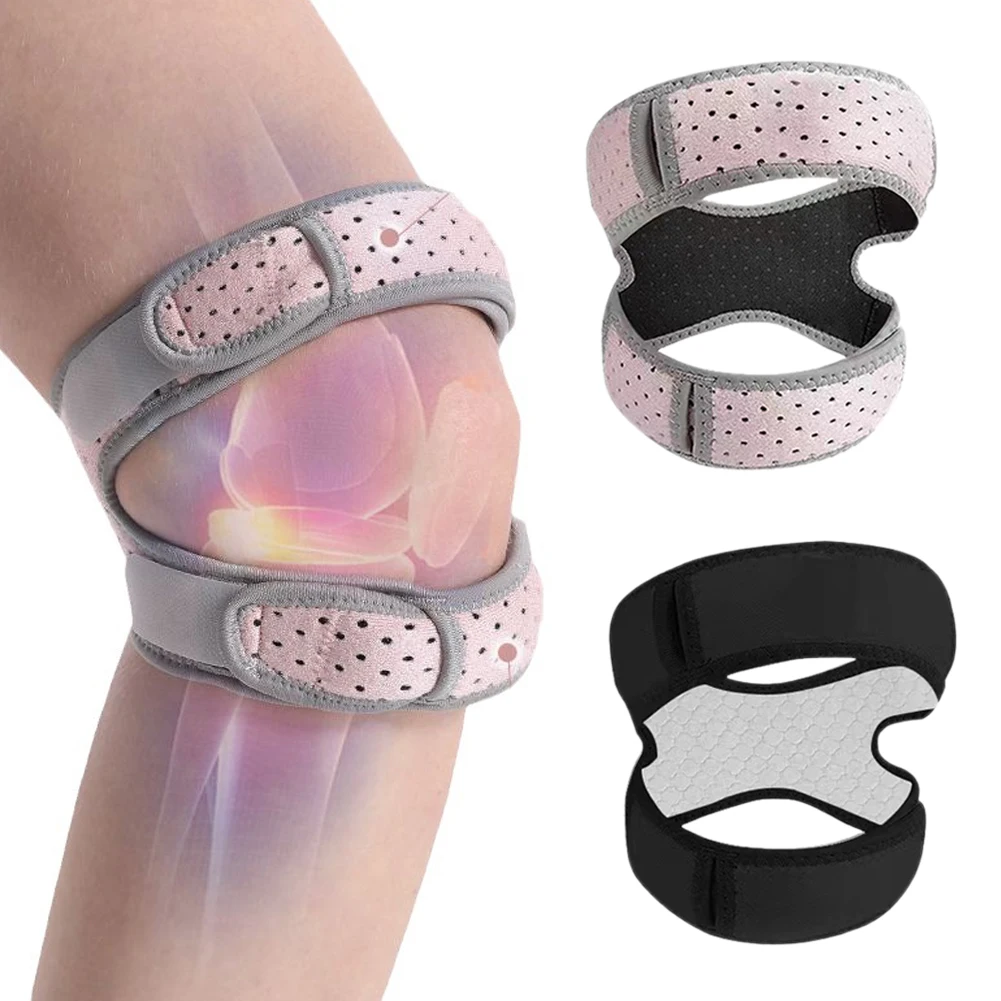 

Adjustable Sports Knee Pad with Support Strap Double Patella Knee Tendon Brace Open Knee Wrap Band for Protective Support