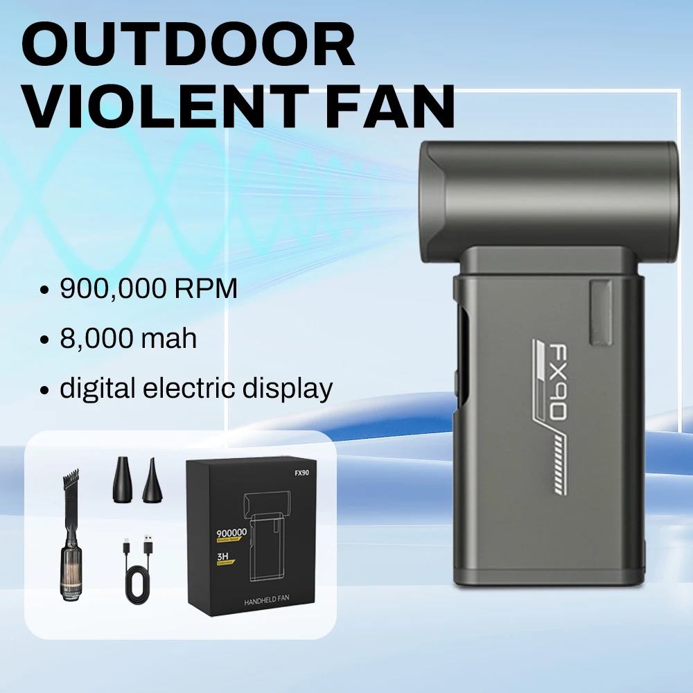 

FX90 Powerful Air Vacuum Blower 900000RPM Aluminum Alloy Wireless Blower Brushles Turbo Jet Fan Handheld Electric Air Duster