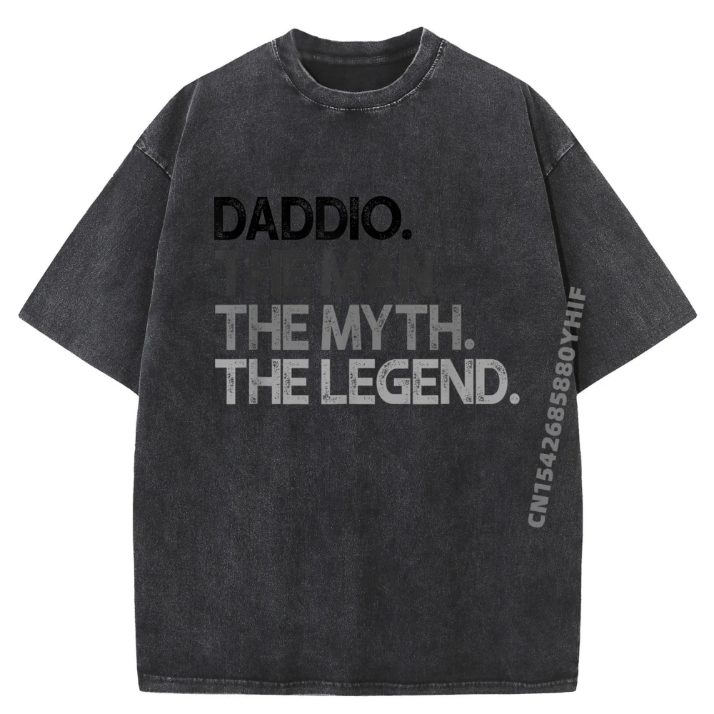 

Daddio The Man The Myth Legend Graphic Tee Men's Clothing Fashion Washed T-Shirt Men Retro Letter Printed Tshirt