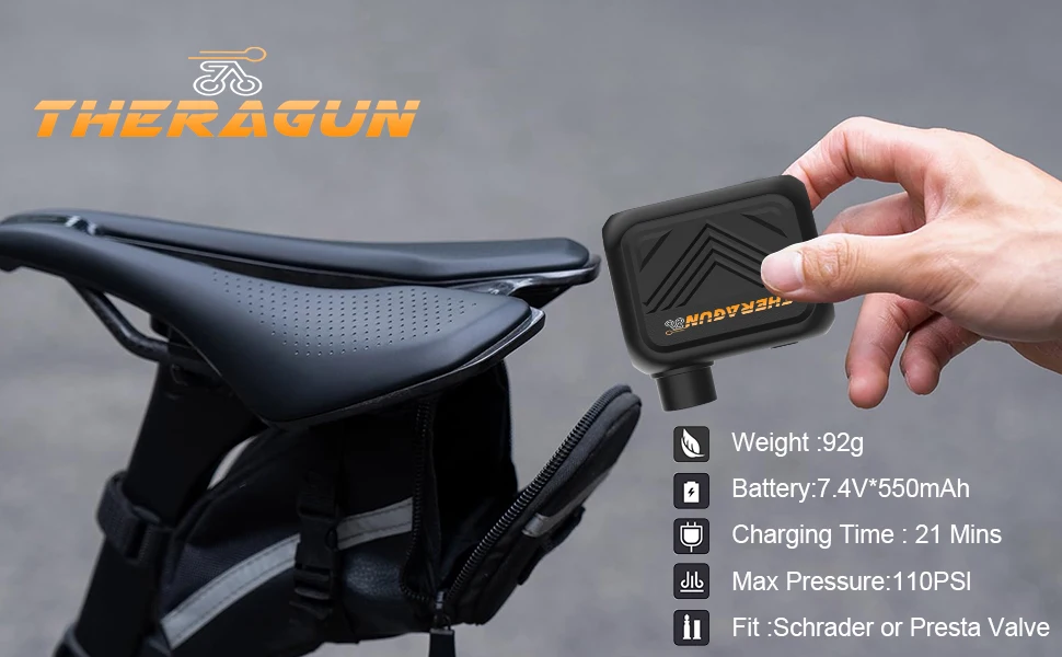Mini Tragbare Elektrische Luftpumpe Wiederaufladbare Fahrradpumpe, Typ-C Fahrradzubehör für Schrader- und Presta-Reifen – Detail 2