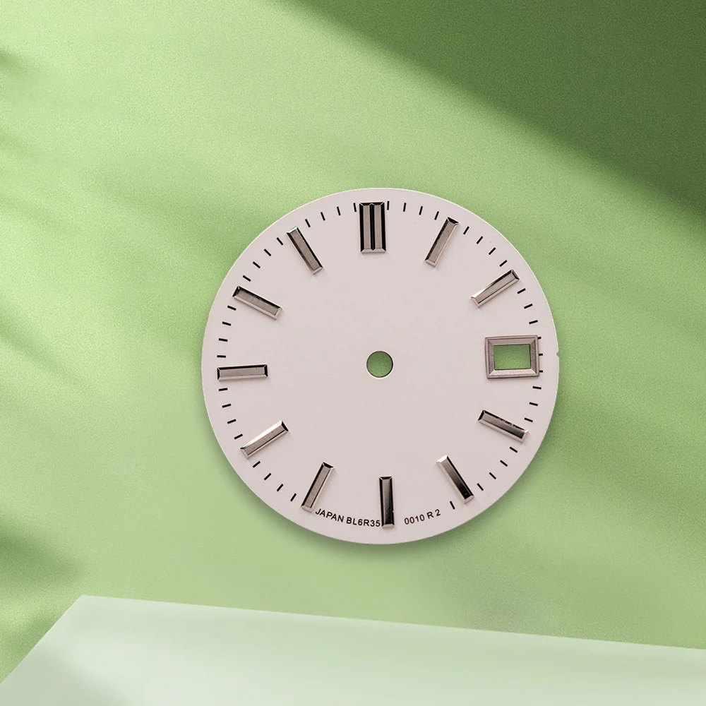 28.5Mm Logo GS NH35 Dial Sunray Dial Tanpa Tangan Cocok untuk Gerakan NH36/4R/7S Tanpa Aksesori Modifikasi Jam Tangan Bercahaya