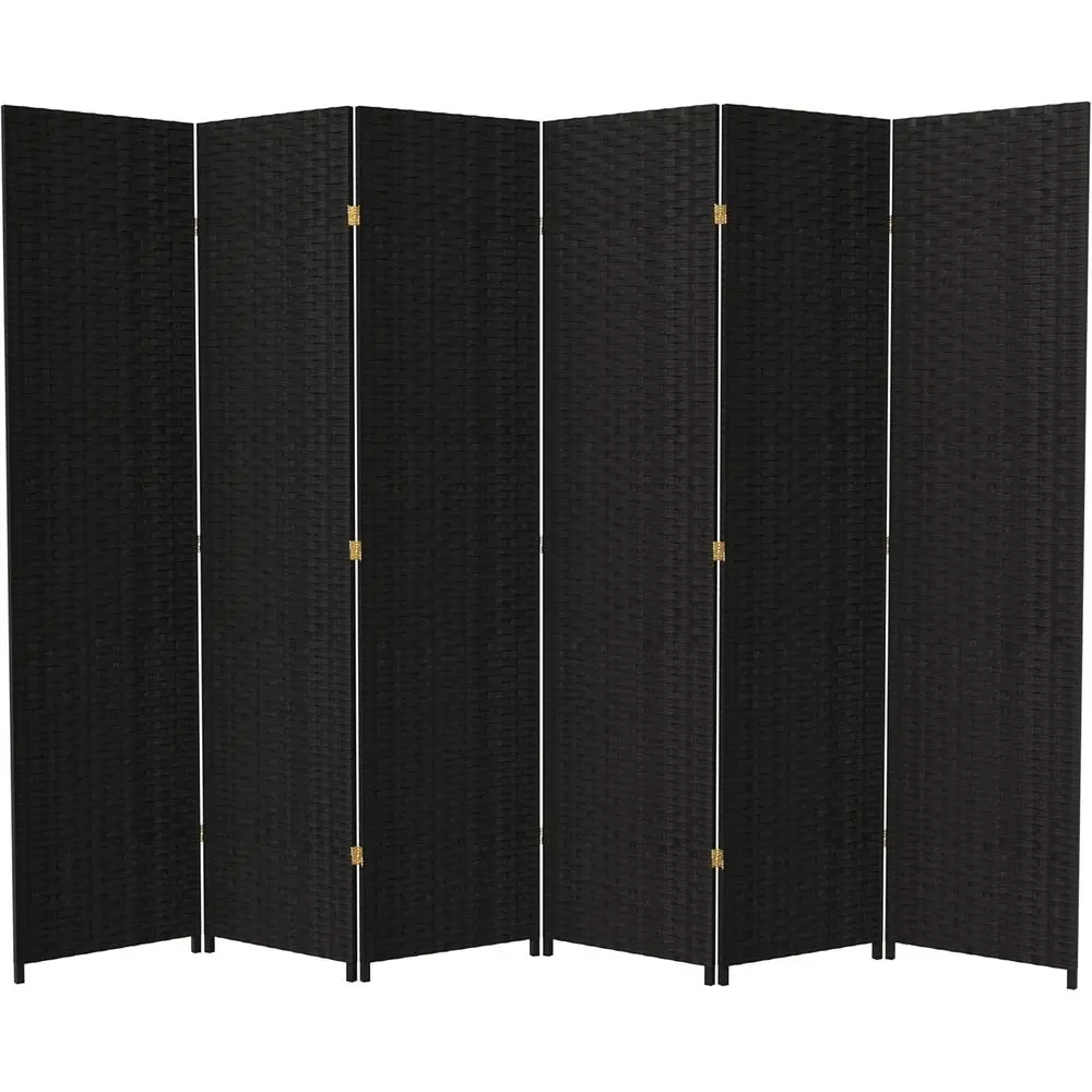 6 Panel Tall Woven Room Divider - Black