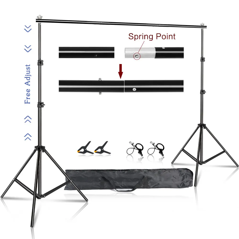 2.6x3M/8.5x10ft Foto Video Studio Achtergrond Achtergrond Stand, Verstelbare Telescopische Achtergrond Ondersteuning Systeem met Draagtas