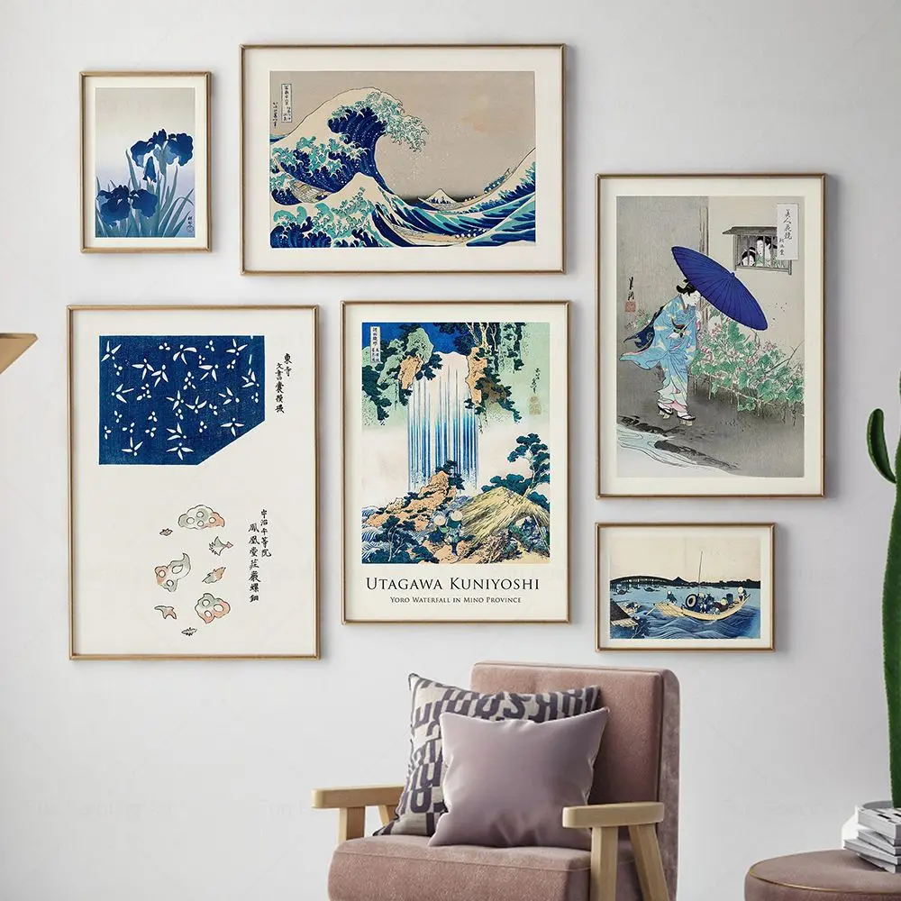 

Japanese Gallery Wall Art Prints Vintage Wave Ukiyo-e Poster Katsushika Hokusai Kanagawa Canvas Painting Living Room Home Decor