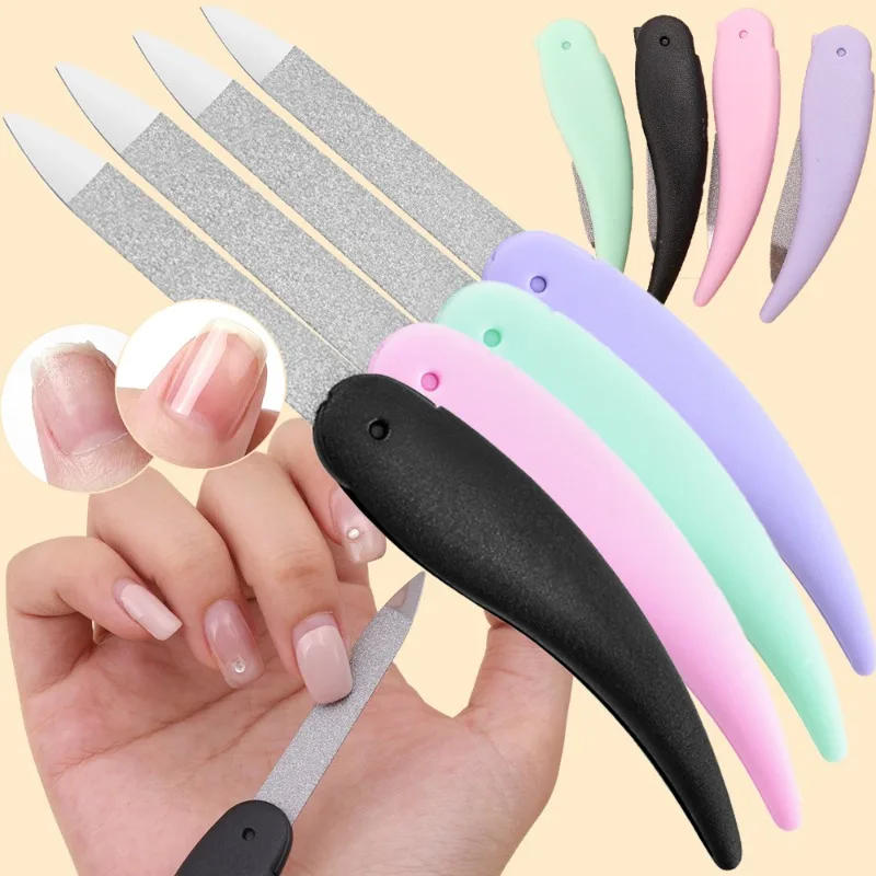 4/1pcs Nails Strips Double Side Foldable Nail File Stainless Steel Nails Polishing Stick Professional Manicure Pedicure Tools