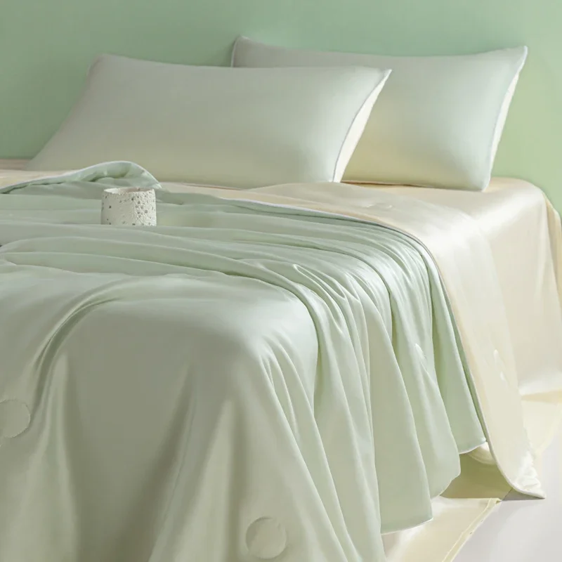 Grade A Ice Silk Summer Quilt Set Double Side Cool Feel Air Conditioner Comforter Set with Sheet Pillowcase Soft Cooling Blanket
