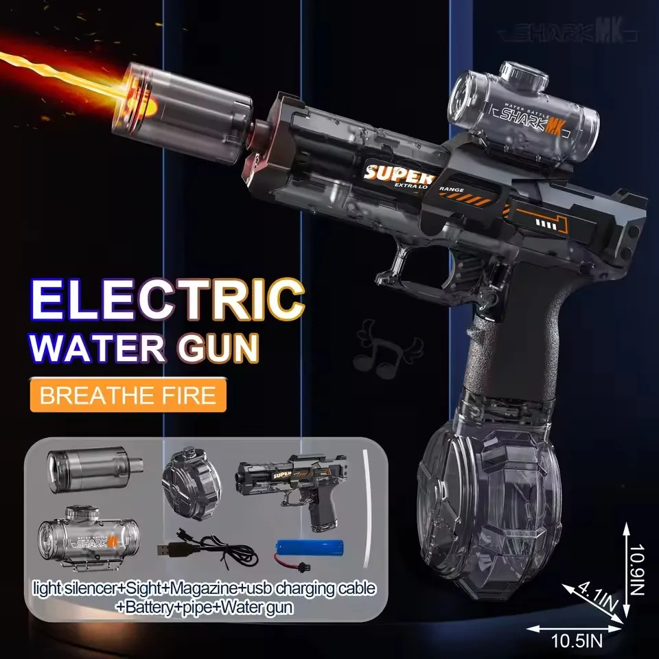 Pistolet à Eau électrique Automatique Haute Pression – Réservoir 500ml, Portée 10m, Batterie 1200mAh, LED Lumineuses – Cadeau D'été Pour Enfants Et Adultes