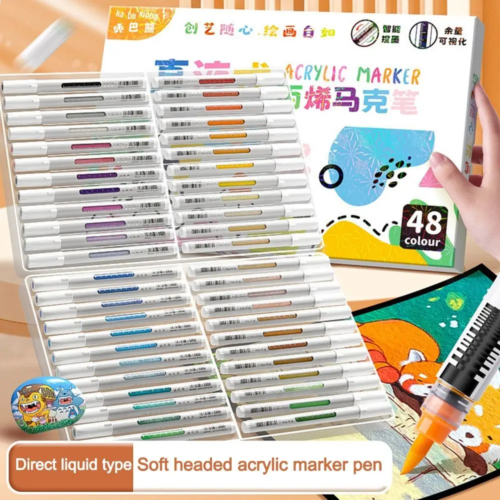 

12/24/36/48Colors Children Acrylic Pen Stationery Direct Liquid Drawing Painting Pen Paint Permanent Waterproof