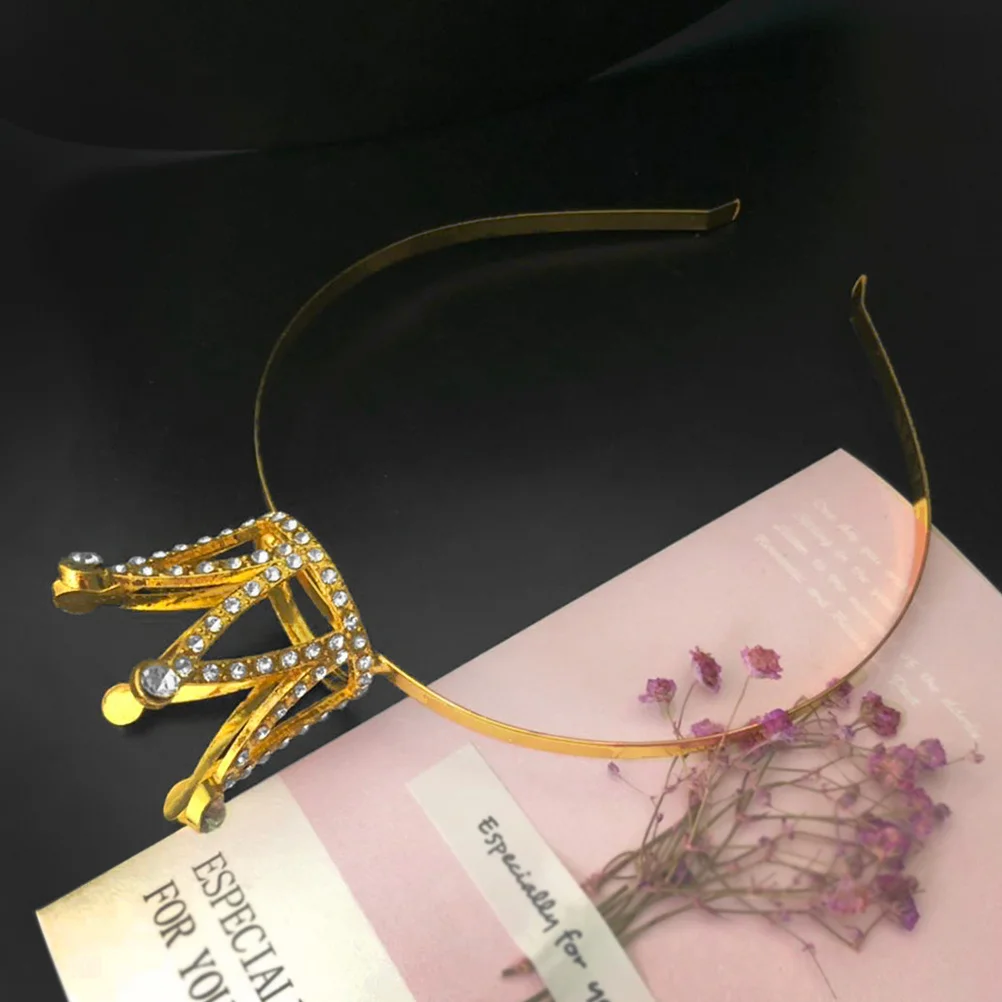 Golden Crown Headband Cute Hair Accessories for Girls Party Favors Decorative Photo Props Unique Design Crown Design Headbands