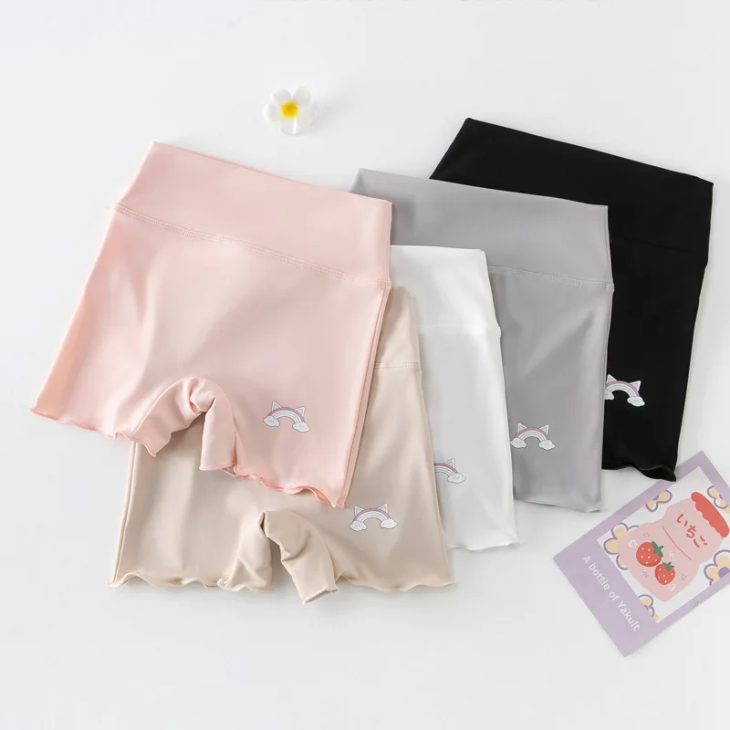 

Girls High Waist Ice Silk Shark Cartoon Breathable Comfortable Safety Pants Three Quarter Length Shorts Underwear Innerwear