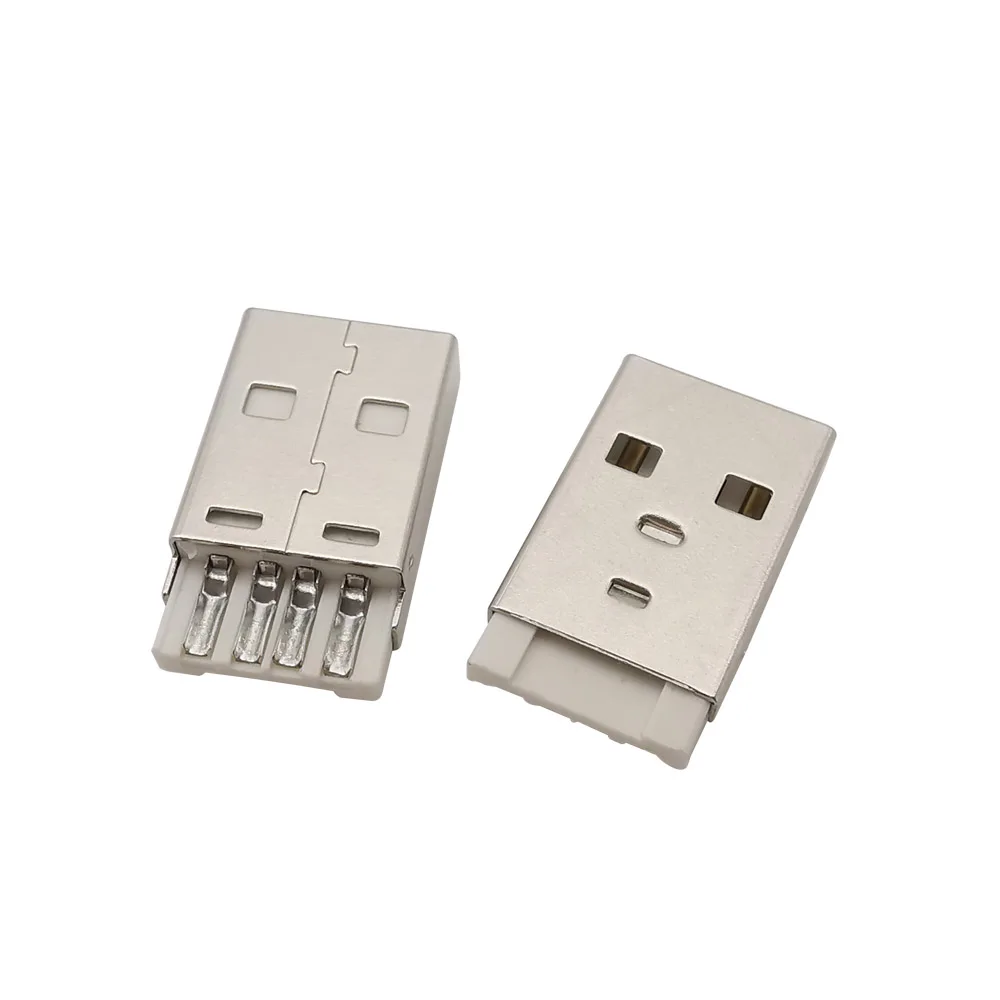 5/10Pcs Type A USB 2.0 Connector 4 Pin Male Plug Socket Adapter Plastic Shell Solder Type Black White