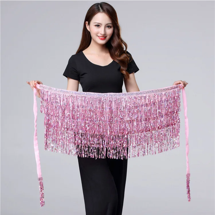 Halloween Belly Dance Performance Costume Sequin Tassel Butt Towel Beaded Waist Chain Dance Waist Towel Women's Ethnic Stage ...