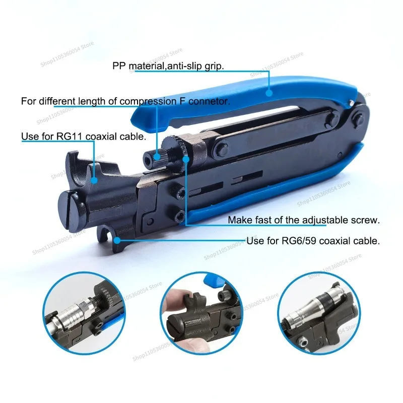 For Coaxial Wire Squeeze Pliers Wire Stripper Cable Cable Squeeze Pliers 75-5-7F Head Squeeze Pliers HT-H548