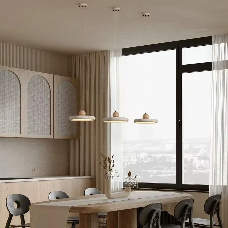 Modern Natural Stone LED Pendant Light Nordic Retro Travertine Chandelier for Dining Room Beside Home Decor Light Fixtures view 2