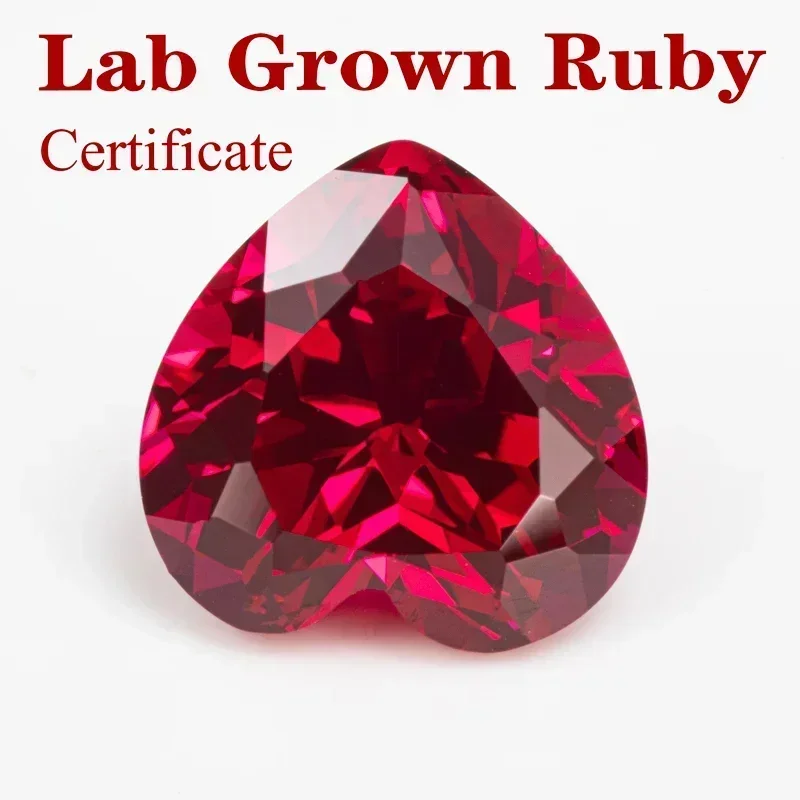 

Top Lab Grown Ruby Red Heart Shape VVS1 Quality Charms Beads Selectable AGL Certificate Diy for Jewelry Making Materials