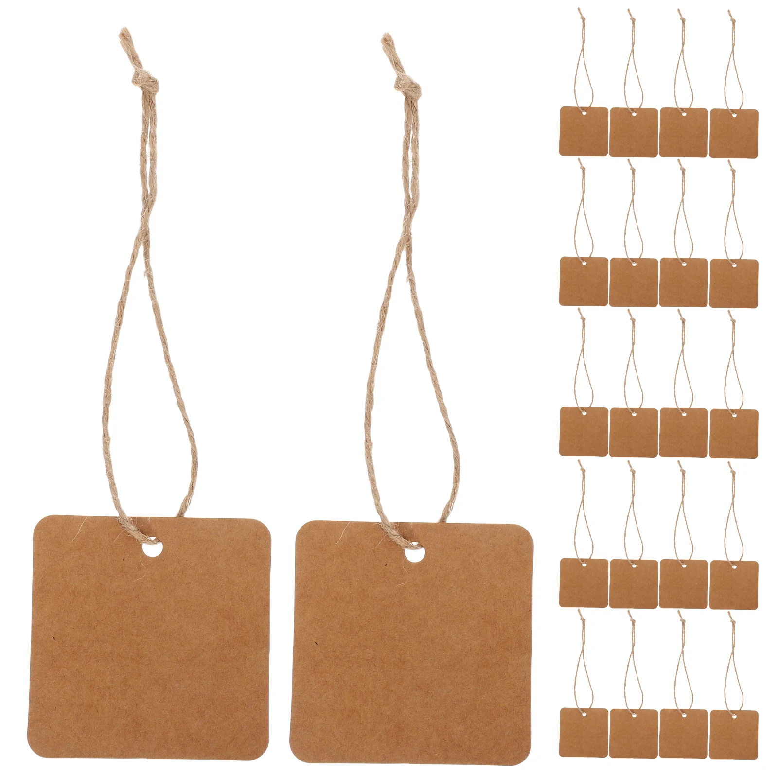 

200pcs 6*6CM Kraft Gift Tags Paper Present Tags With Strings Blank Hang Labels For Diy Projects Clothing Price Labels Jewelry