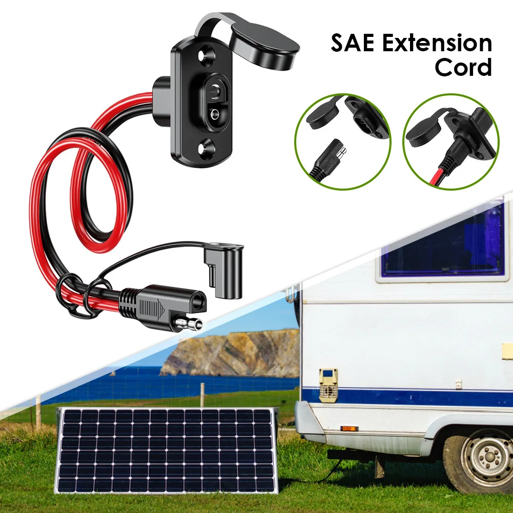 12AWG 30CM SAE Power Socket SAE Waterproof Quick Connect Panel Mount Universal Flush-Mountable Connector for Moto Battery