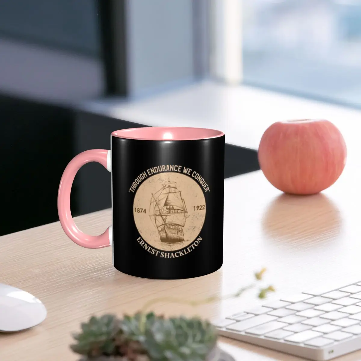 Sir Ernest Shackleton - Through Endurance We Conqu Mug Funny Ceramic Coffee Cups Tea Mugs Milk Cup Drinkware Gift for Friends