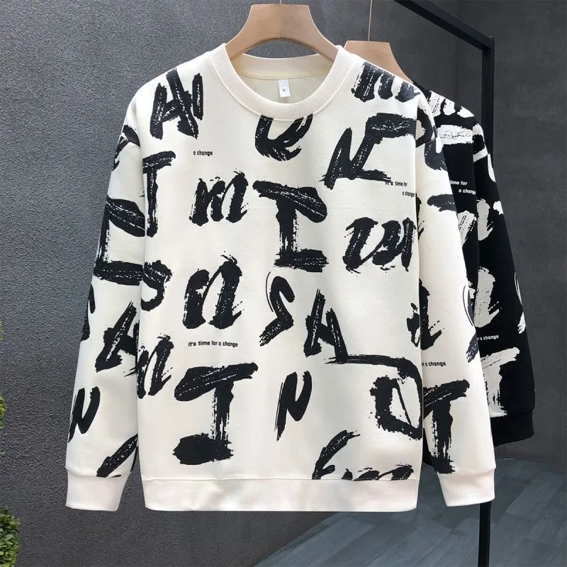 رسالة طباعة الرجال السترة الشارع الشهير الكورية نمط الخريف الشتاء صفقة ترحيب مضحك لا العلامة التجارية الدافئة القطن الأبيض الذكور البلوز #1