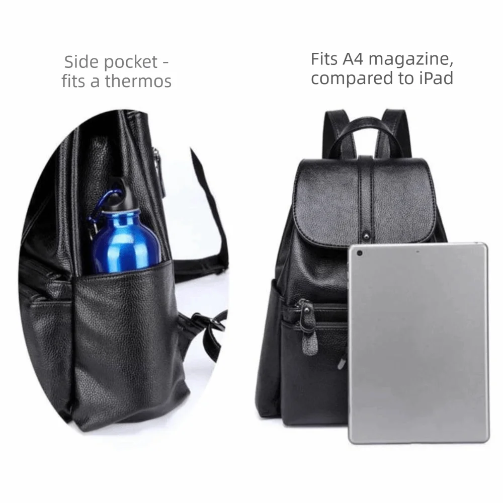 Modischer Weicher Damen-Rucksack Große Kapazität PU-Leder Schultertasche mit Reißverschluss Schulrucksack Reise-Aufbewahrungstasche – Detail 2