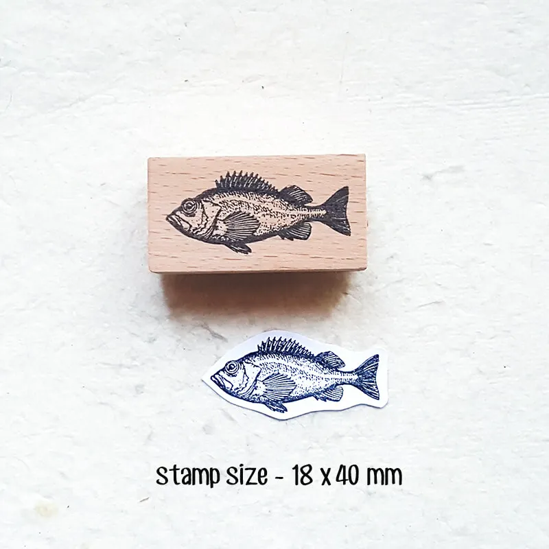 Fish Stamp Scrapbooking Ocean Marine Life Journaling Diary Decoration DIY Craft Kawaii Wooden Stamps — zdjęcie produktu 6