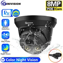 NINIVISION IP Camera IPC-8MP HD Black POE Metal Case Built-in MIC Audio Color Night Vision Surveillance Video For IP 4K 10CH NVR