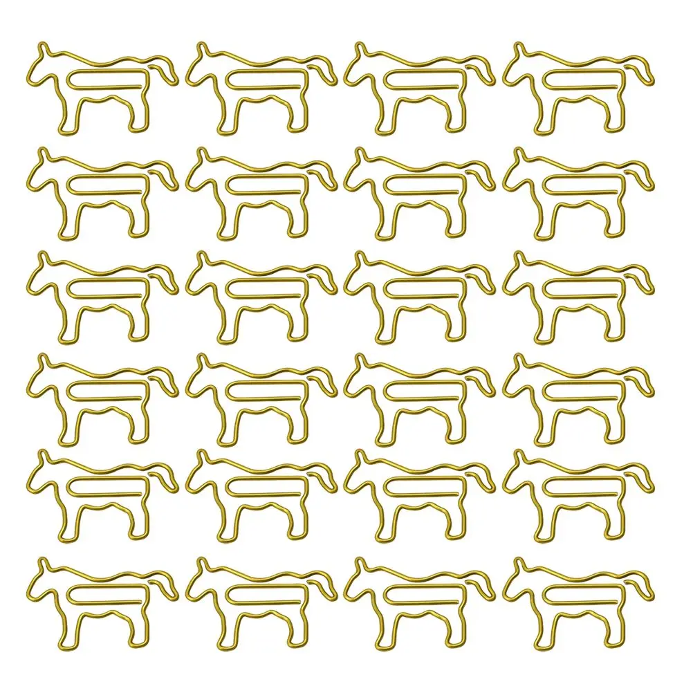 

50pcs Golden Horse Paper Clips Animal Shaped Office Supplies Strong Clip Metal Ideal Gift Children School Use Paper
