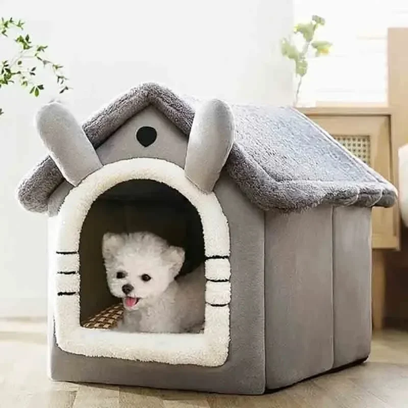 Indoor Warm Dog House Soft Pet Bed Tent House Dog Kennel Cat Bed Suitable Four Season Universal Removable and Washable Cushion