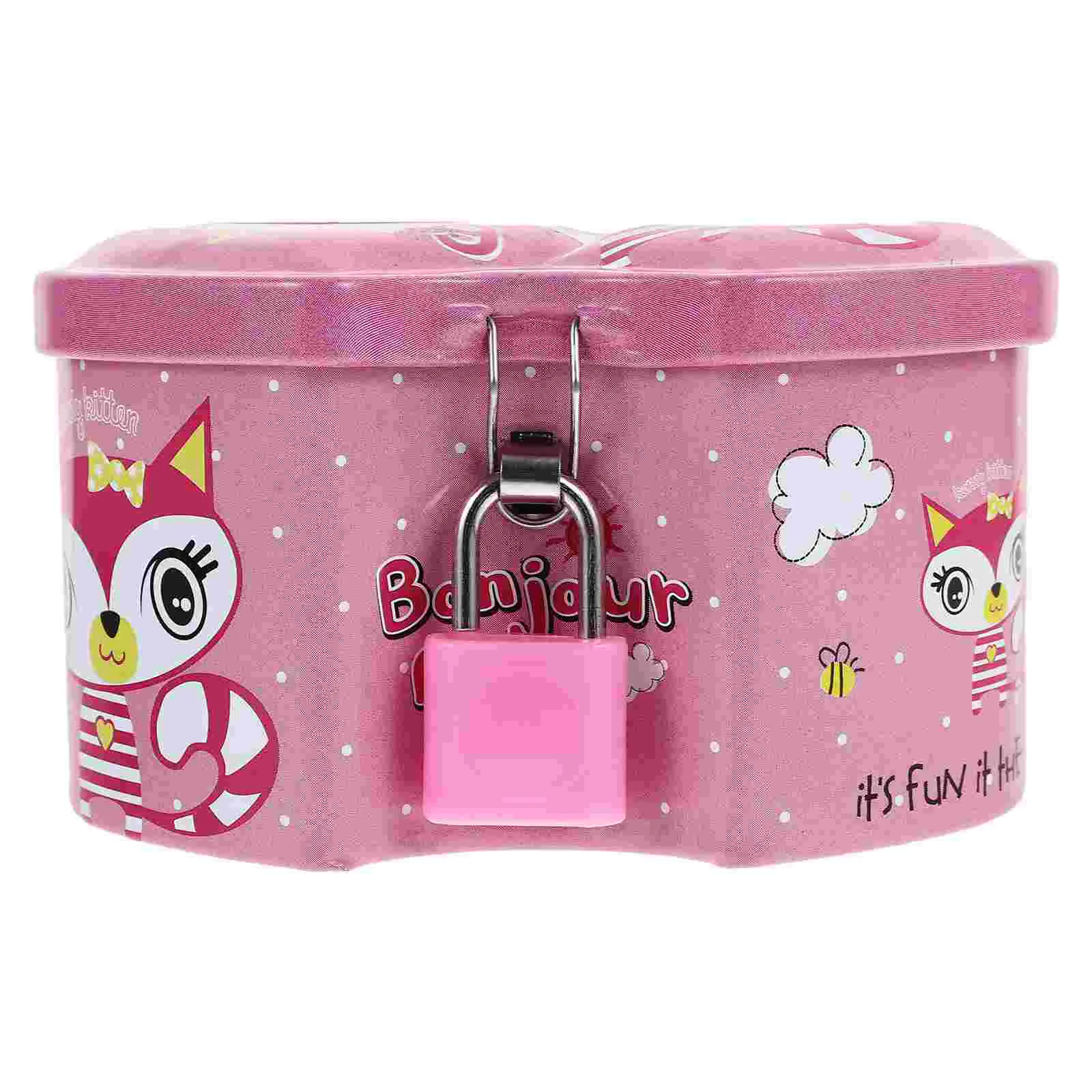 Metal Piggy Bank Cartoon Money Saving Box Tinplate Cash Box Coin Container with Lock For Adults And Kids Random Style