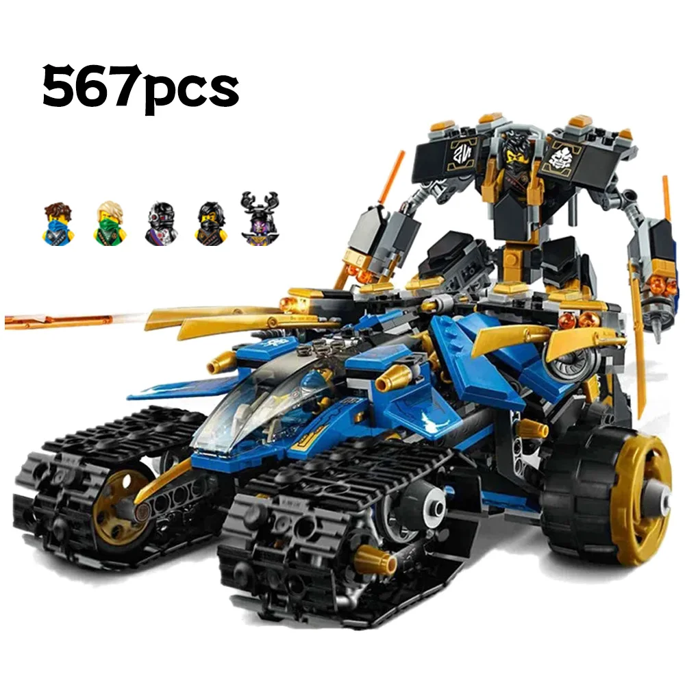 

576PCS Technical Ninja Thunder Raider Mechanical Warrior Robot Mecha Building Blocks War Weapon Model Toys For Kids Adult Gift