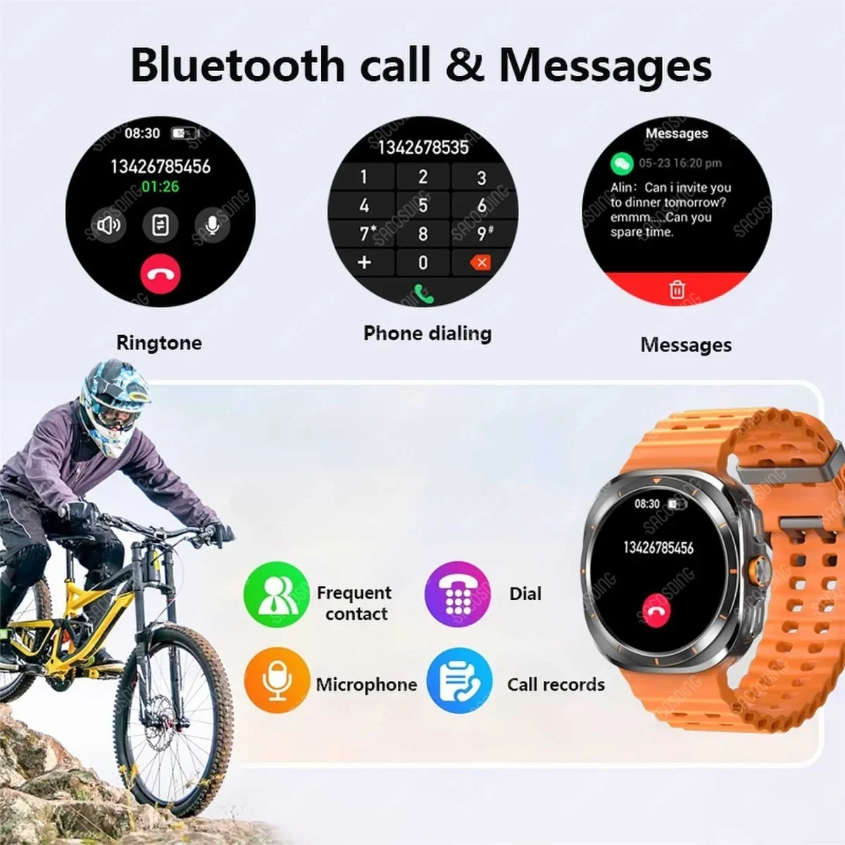 2024 Smart Watch Ultra Men Women AMOLED Screen Compass Heart Rate Bluetooth Call SmartWatch Map Navigation Sports Watches NFC