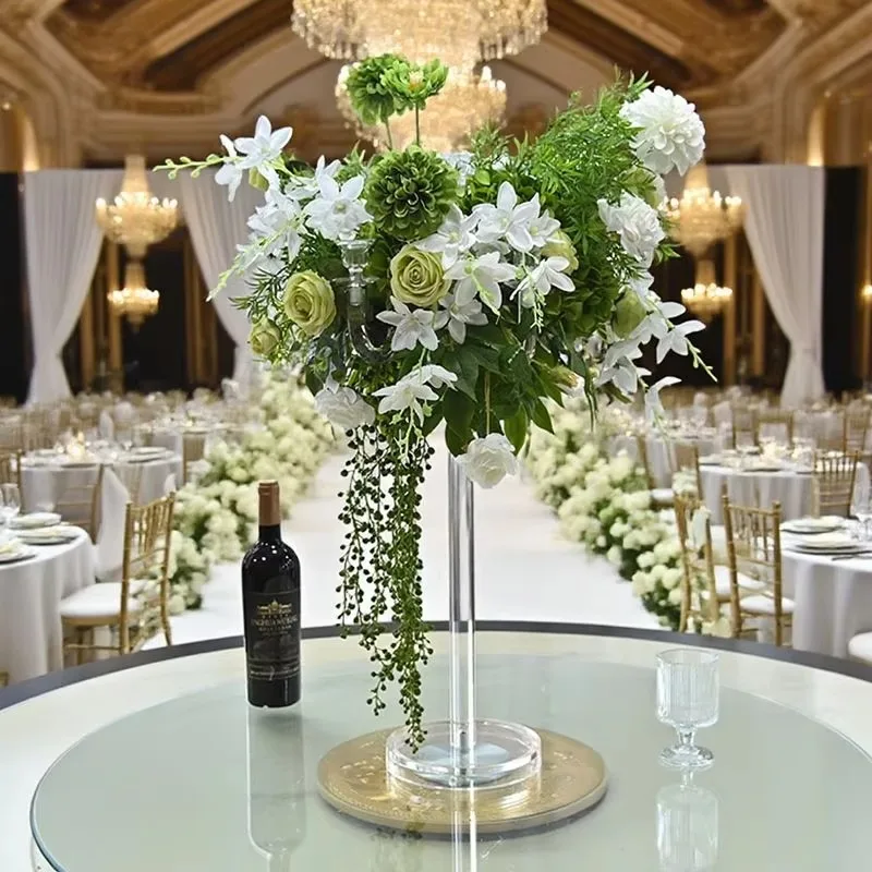 Flower Candle Holders Wedding Hotel Party Creative Candle Holders Acrylic Six Arm Transparent Candelabrum Table Decoration