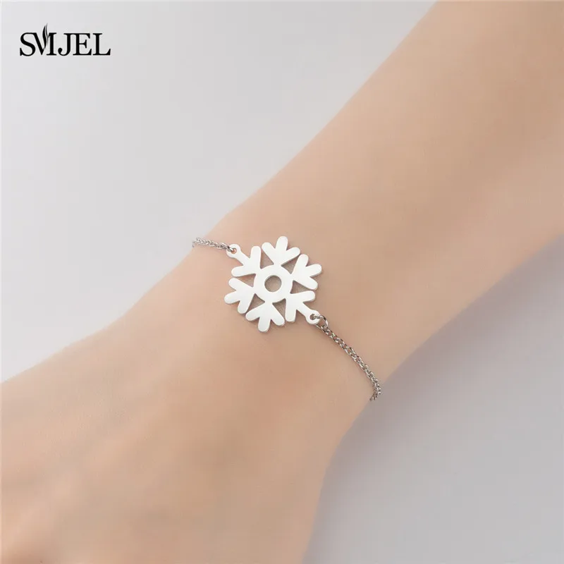 2024 Trend Stainless Steel Snowflake Bracelets Boho Lotus Leaves Palm Tree Plant Mandala Flower Charm Bracelet Bangle Wholesale