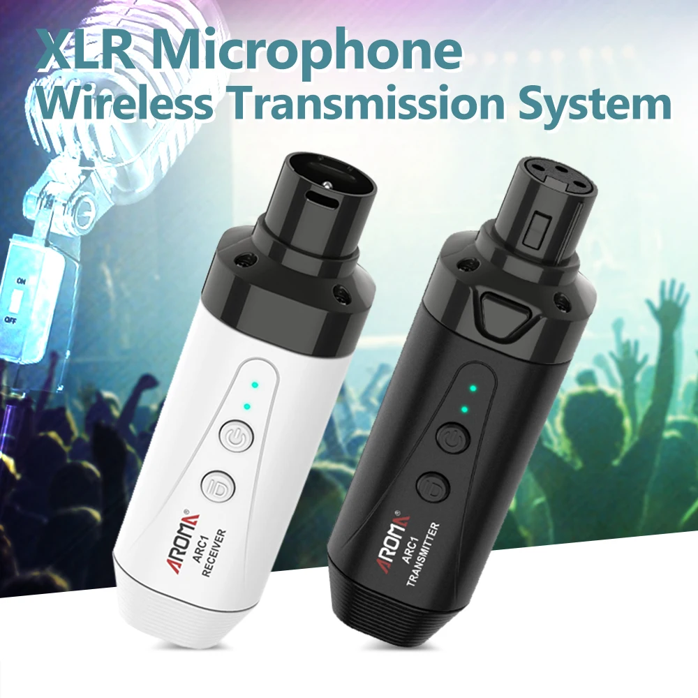 AROMA ARC1 microfono sistema ricevitore trasmissione Wireless 4 canali Max. 35m portata effettiva connessione XLR trasmissione UHF