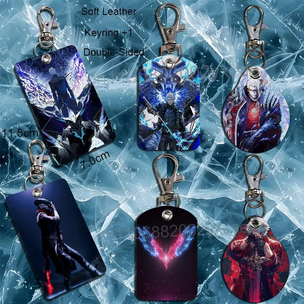Dante Devil Game Devil May Cry DMC Vergil Leder-Schlüsselanhänger mit Ausweishalter und Schlüsselband – Ausweis-/Zugangskartenhalter, Schlüsselring-Accessoire