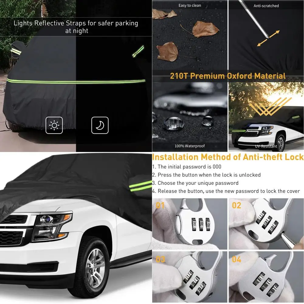 

All-Weather 210D Car Cover for 2007-2023 Chevy Suburban, GMC Yukon XL, Cadillac Escalade ESV, 226L, UV & Weather Protection with
